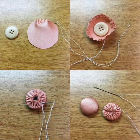 Fashion Buttons Design, Cover Buttons With Fabric Diy, Button Covers Diy, How To Make Fabric Covered Buttons, Covering Buttons With Fabric, Fabric Buttons Diy, Diy Buttons Making, How To Cover Buttons With Fabric, Button Covered Clothes