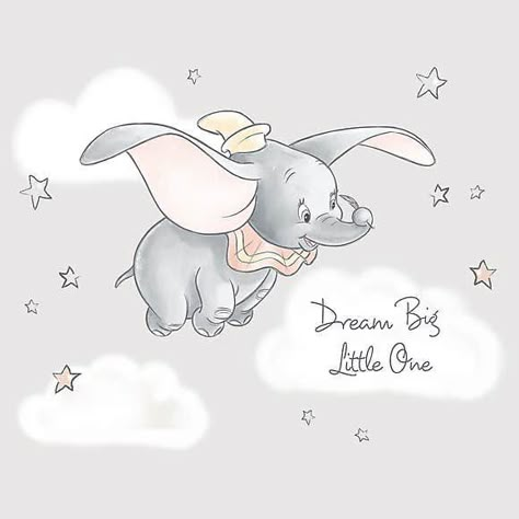 Pink Elephant Drawing, Dumbo Illustration, Disney Dumbo Art, Dumbo Wallpaper, Dumbo Art, Dumbo Nursery, Kids Wall Mural, Dumbo Disney, Baby Dumbo