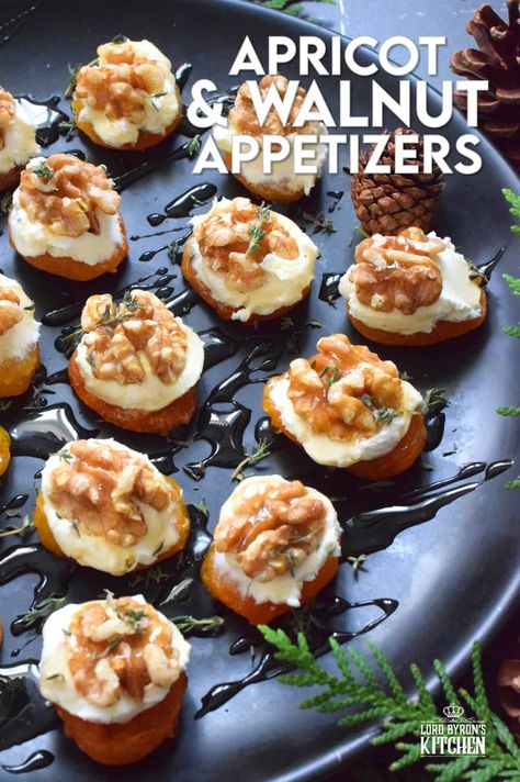 Prociutto Appetizers, Dried Apricot Recipes, Texture Combination, Fancy Appetizer Recipes, Vegan Apps, Dried Apricot, Goat Cheese Appetizer, Apricot Recipes, Festive Food