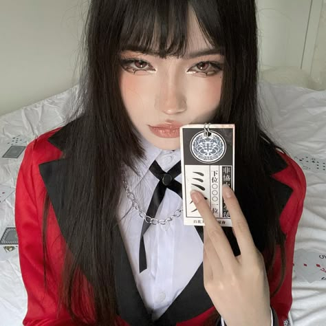 Yumeko Jabami Aesthetic, Kakegurui Anime, Makeup Layout, Private Academy, Doll Eye Makeup, Halloween Makeup Inspiration, Yumeko Jabami, Female Profile, Halloween Makeup Looks