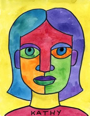 This Abstract Self Portrait is an adaptation of my popular Abstract Face project. It allows for some personalization with hair, etc. Picasso Self Portrait, Portraits For Kids, Self Portrait Drawing, Self Portrait Art, Hundertwasser Art, Art Projects For Kids, Picasso Art, Ecole Art, Creative Drawing