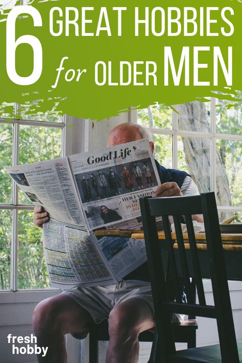 As you get older, it is important to have hobbies and activities to keep you active and engaged! Check out our list of 6 great hobbies for (older) men...  #freshhobby #hobbies #retirement #newhobby #freetime #pastime #oldermen #retirementhobbies Retirement Hobby Ideas, Hobbies For Seniors Citizens, Senior Men Activities, Activities For Senior Men, Men’s Hobbies, Hobbies For Retired Women, Mens Hobbies, Retirement Hobbies, Best Hobbies For Men