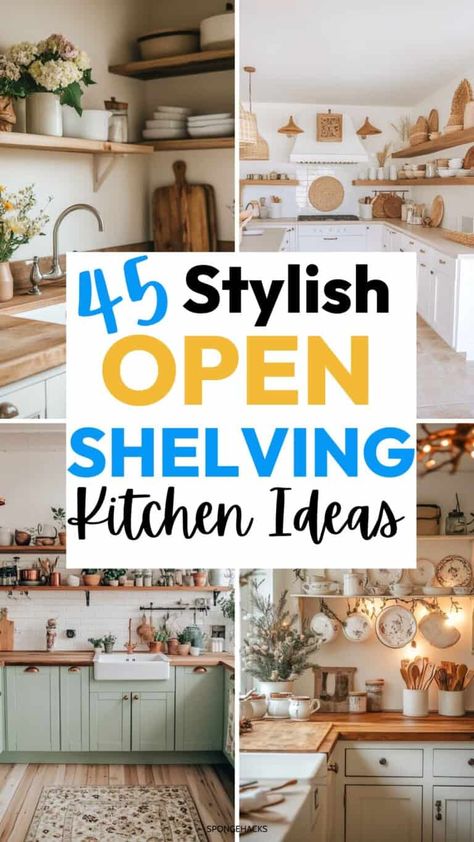 45 Open Shelving Kitchen Ideas With Boho Style Open Kitchen Shelves Styling, Styling Open Shelves In Kitchen, Kitchen Wall Shelf Ideas, Shelving Kitchen Ideas, Open Shelving Kitchen Ideas, Kitchen Open Shelf, Shelving In Kitchen, Open Shelving In The Kitchen, Kitchen Open Shelving Ideas