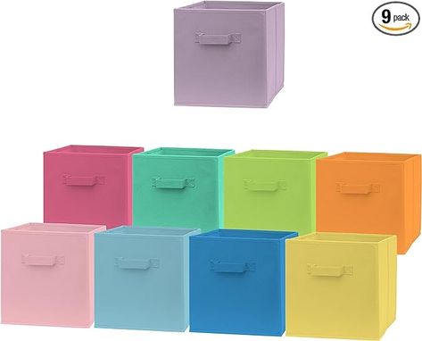 Amazon.com: Cube Storage Bins - Fun Colored 11 Inch Storage Cubes (9 Pack) | Fabric Cubby Basket for Home, Kids Room & Nursery | Dual Handles, Foldable | Cube Organizer Storage Bin : Home & Kitchen Cube Storage Bins, Storage Cubes, Cube Organizer, Organizer Storage, Cube Storage, Storage Bin, Cubbies, Storage Bins, Storage Organization