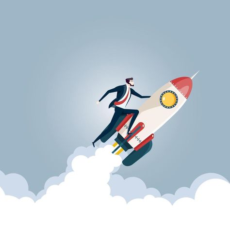 Businessman flying on a rocket. Business startup concept Startup Illustration, Rocket Flying, Business Startup, Business Illustration, Start Up Business, 3d Illustration, Vector Background, Business Man, Rocket