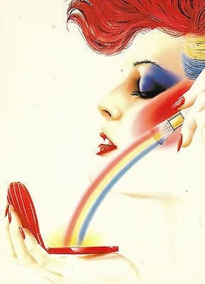 1980's ATHENA INT GREETING CARD - 'RAINBOW MAKE-UP' SYD BRAK GIRL FACE MAKE-UP Syd Brak, 80s Posters Art, 1980s Posters, 80s Posters, 1980s Art, Air Brush Painting, Airbrush Art, Art Pop, The 1980s