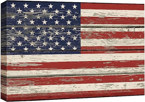 Amazon.com: wall26 Canvas Print Wall Art United States Flag on Vintage Retro Wood Panels Pop Culture Cultural Digital Art Modern Art Traditional Colorful for Living Room, Bedroom, Office - 16"x24" : Everything Else American Flag Wall Art, Art Traditional, United States Flag, Wooden Canvas, Wood Panels, Rustic Wall Art, Hanging Posters, Canvas Decor, Rustic Wall