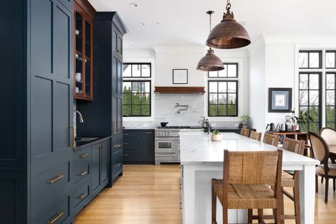 How to Rock Blue Kitchen Cabinets in Your Kitchen Blue Kitchen Cabinets, Bar Faucets, Kitchen Paint Colors, Shower Surround, Luxury Vinyl Plank Flooring, Blue Kitchens, Kitchen Mirror, Vinyl Plank Flooring, Plank Flooring