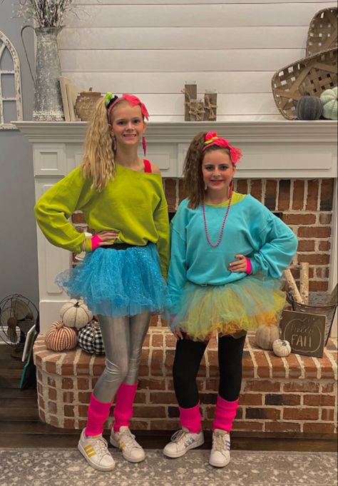 80’s Fashion Kids, 80s Homecoming Theme Outfits, 80s Tutu Outfit, 80's Theme Outfit, Kids 80’s Costume, Cute 80s Outfits Spirit Week, 80s Fashion Kids Girls Outfit, Decades Dress Up Day At School, Kids 80s Costume Diy Girl