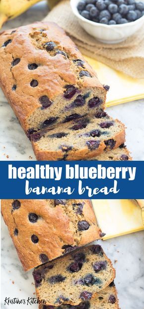 Healthy Blueberry Banana Bread, Blueberry Banana Bread Recipe, Berry Desserts, Nourishing Recipes, Blueberry Banana Bread, Healthy Bread Recipes, Berry Recipes, Kitchen Top, Blueberry Bread