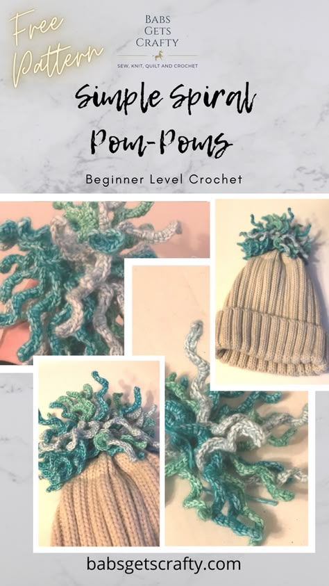 Crochet Pompoms How To Make, Crochet Hats With Pom Poms, Crochet Pom Pom Hat, Crochet Pompom, Charity Crochet, Crochet Pom Pom, Crochet Spiral, These Things Happen, Cheer Pom Poms