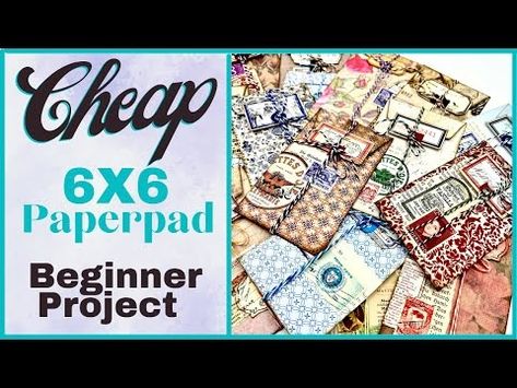 CHEAP 6X6 PAPERPAD PROJECT - EASY AND FUN BEGINNER TUTORIAL - #junkjournalideas #papercraft - YouTube Scrapbooking Videos, Mixed Media Art Techniques, Journal Embellishments, Scrapbook Videos, Glassine Bags, Envelope Art, Punch Board, Not The Only One, Hi Guys