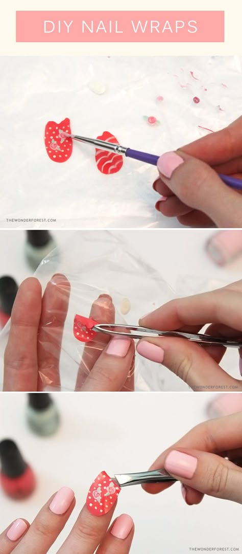 Make Your Own Nail Wraps! | Wonder Forest: Design Your Life. Diy Nail Art, Nail Polish Designs, Cute Nail Designs, Nail Art Inspiration, Nail Art Tutorial, Nail Tutorials, Nail Art Diy, Nail Wraps, Love Nails