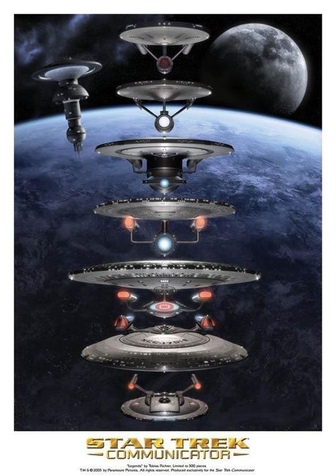 The evolution of Star Trek ships. (The Enterprise-A will always be my favorite. <3) Star Trek: Enterprise, Star Trek Tv Series, Star Trek Wallpaper, Star Fleet, Star Trek Poster, Deep Space Nine, Uss Enterprise Star Trek, Star Trek Tv, Star Trek Images