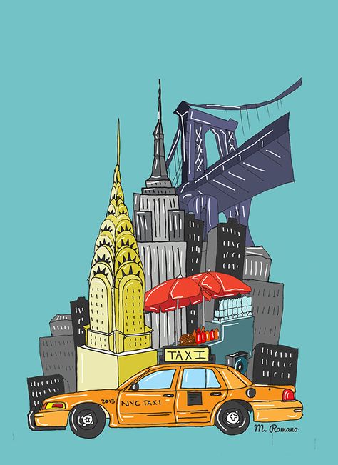 Manhattan Illustration on Behance Manhattan Illustration, Nyc Doodles, City Maps Illustration, New York Drawing, New York Illustration, New York Graffiti, Nyc Art, Drawing Wallpaper, Wallpaper Dekstop