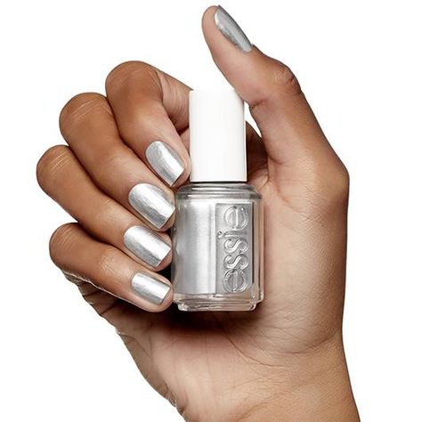 no place like chrome - silver nail polish & nail color - essie Silver Nail Polish, Essie Nail Colors, Metallic Nail, Metallic Nail Polish, Silver Nail, Metallic Nails, Essie Nail, Silver Nails, Funky Nails