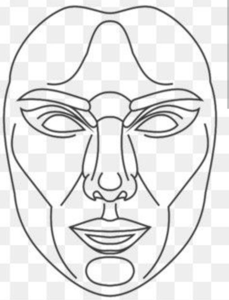 Perfect Face Ratio, Face Ratio, Abstract Girl Face, Line Art Projects, Face Outline, Drawing Face Expressions, Face Template, Perfect Face, Drawing Face