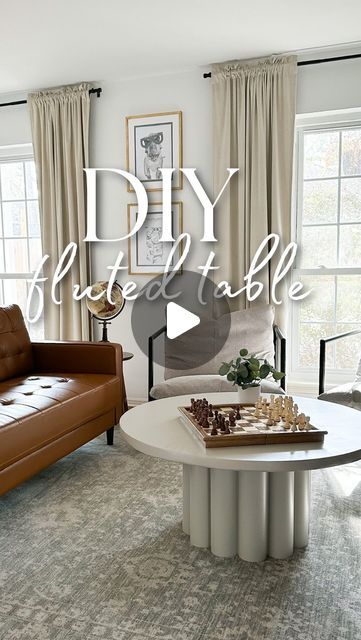 Kelsey Mackall | DIY & Real Life Reno on Instagram: "This DIY fluted coffee table was inspired by a $1000 designer piece and I made it for just $50 in PVC pipe! It’s such a statement piece and was an incredibly easy project. Jigging the router to cut a perfect circle was the hardest part. I love the power of DIY!" Pvc Coffee Table Diy, Diy Small Round Coffee Table, Diy Circular Coffee Table, Circle Coffee Table Decor, Diy Round Coffee Table, Rh Coffee Table, Round Coffee Table Diy, Fluted Coffee Table, Circle Coffee Tables