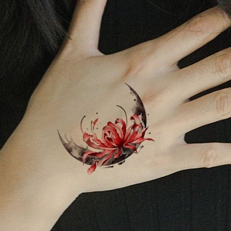 Matching Tattoos For Couples, Red Flower Tattoos, Couple Tattoo Ideas, Watercolor Tattoo Ideas, Tattoos For Couples, Earthy Tattoos, Cool Wrist Tattoos, Pretty Hand Tattoos, Stylish Tattoo