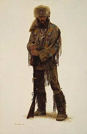 buckskin man Battle Of Kings Mountain, Mountain Man Rendezvous, Navajo Women, Mountain Men, American Frontier, Cowboy Art, American Clothing, Mountain Man, American West