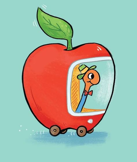 Worm Tattoo, Worm Drawing, 1990s Toys, Cute Drawlings, Richard Scarry, Apple Books, Car Cartoon, Tattoo Idea, Funky Art