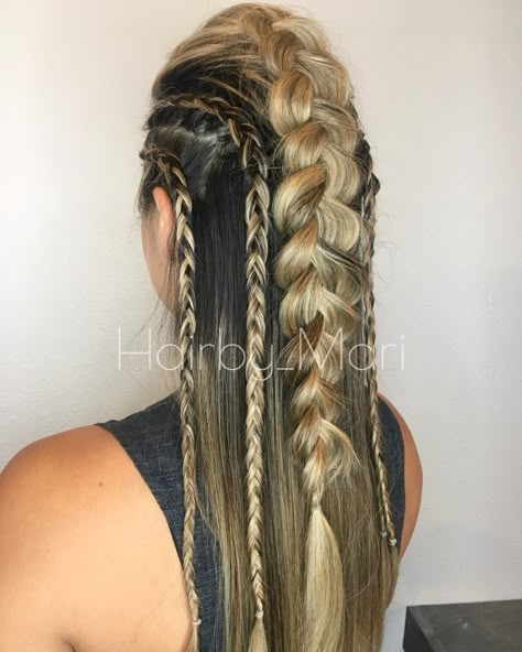 #hairbyMari Rock Style Hair, Long Hair Updo Styles, Training Hairstyles, Female Viking Costume, Vikings Hairstyles, Rocker Hairstyles, Viking Photoshoot, Hair Updo Styles, Viking Shieldmaiden