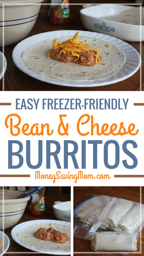 Crockpot Refried Beans, Bean And Cheese Burrito, Homemade Beans, Freezable Meals, Freezer Friendly Meals, Make Ahead Freezer Meals, Healthy Freezer Meals, Freezer Food, Burritos Recipe