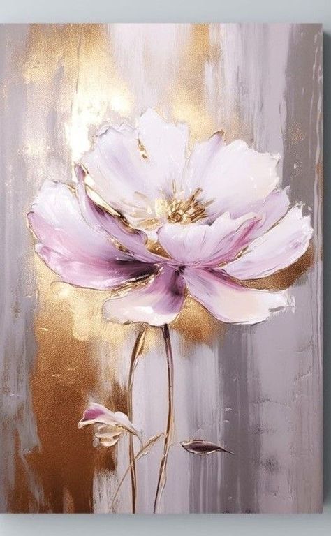 Painting Flowers Tutorial, Gold Art Painting, Flower Painting Canvas, Soyut Sanat Tabloları, Textured Canvas Art, Plaster Art, Flower Art Images, Painting Gallery, Diy Canvas Art Painting