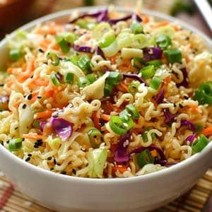 Crunchy Ramen Noodle Salad Recipe - Masters of Kitchen Crunchy Ramen Noodle Salad Easy, Ramen Salad Recipes Asian Slaw, Ramen Broccoli Slaw Salad, Crunchy Ramen And Sesame Salad, Asian Crispy Ramen Noodle Salad, Ramen Noodle Salads, Ichiban Noodle Salad, Chinese Salad With Ramen Noodles, Ramen Coleslaw Salad