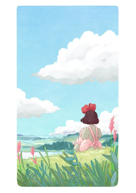 Kikis Delivery Service Art, Studio Ghibli Fanart, Whimsical Art Journal, Watercolor Paintings Nature, Quirky Illustration, Kiki's Delivery Service, Drawing Wallpaper, Indie Art, Book Illustration Art