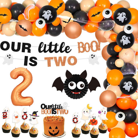 Halloween 2nd Birthday Party Decorations, Our Little Boo Is Turning Two Decorations, Orange Black Balloon Arch Number 2 Foil Balloon Banner Cake Cupcake Toppers Halloween Spider Decorations #ad #halloween #halloweenbirthdayparty #halloweenbirthdaypartyideas #halloweenbirthdaypartysupplies #ourlittlebooistwo #ourlittleboois2 #ourlittlebooisturning2 #booiam2 #booiamtwo #2ndbirthdaypartyideas #2ndbirthdaypartythemes Our Boo Is Two, Birthday Party Halloween Theme, Halloween 2nd Birthday Party, Little Boo Is Turning Two, Boo Is Turning Two, Black Balloon Arch, 2nd Birthday Party Decorations, Birthday Party Halloween, Halloween Spider Decorations