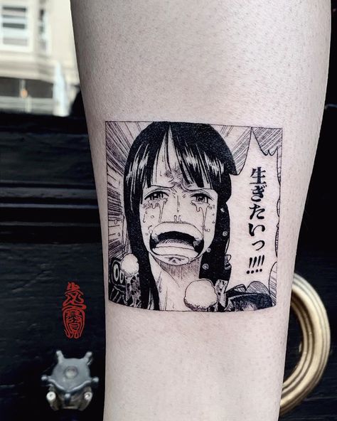 One Piece Robin Tattoo, Anime Fine Line Tattoo, Nico Robin Tattoo, One Piece Tattoo Ideas, Black And Gray Ink Tattoo, One Piece Tattoo, Robin Tattoo, Tattoo Fine Line, Live Tattoo