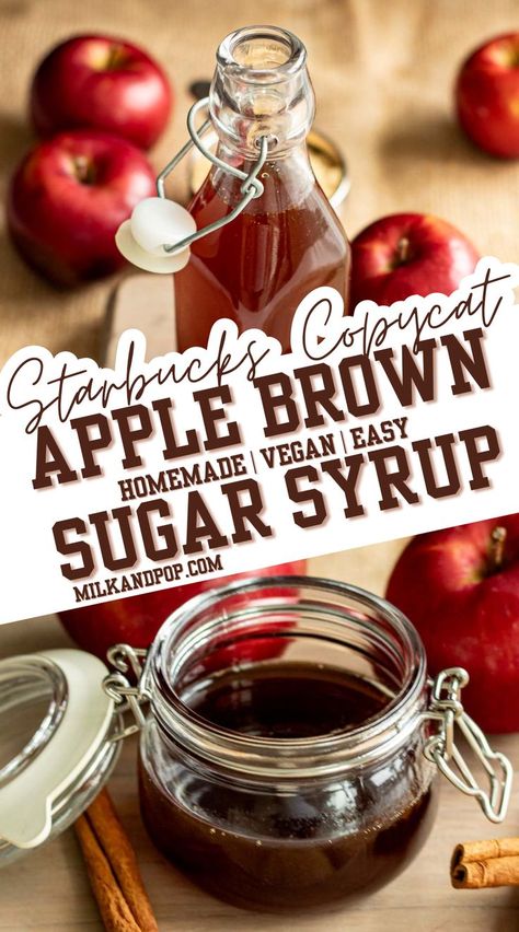 Apple Brown Sugar Syrup. Apple Syrup For Coffee, Homemade Apple Syrup For Coffee, Apple Crisp Syrup For Coffee, Recipes With Apple Juice, Brown Sugar Syrup Recipe Starbucks, Apple Simple Syrup, Brown Sugar Syrup Recipe, Apple Brown Sugar Syrup, Sugar Syrup Recipe