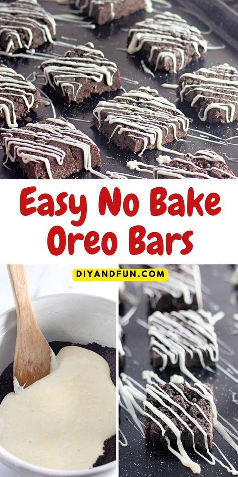 The Best Easy No Bake Oreo Bars, it takes about 10 minutes and four ingredients to turn sandwich cookies into a chocolatey dessert treat. Treats Made With Oreos, No Bake Oreo Cookies, Easy Oreo Desserts No Bake, Oreo Cookie Bars Recipes, No Bake Bars Easy, Leftover Oreo Recipes, Easy Dessert For Bake Sale, Oreo Bars No Bake, Crushed Oreo Recipes