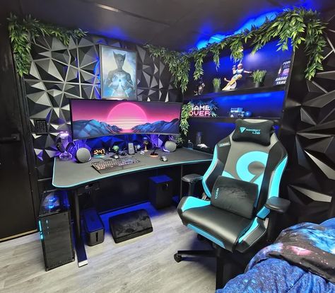 Gaming Room Setup Ideas, Room Setup Ideas, Gaming Setup Ideas, Pc Room, Backdrop Tv, Home Studio Ideas, Best Gaming Setup, Panel 3d, Setup Gamer