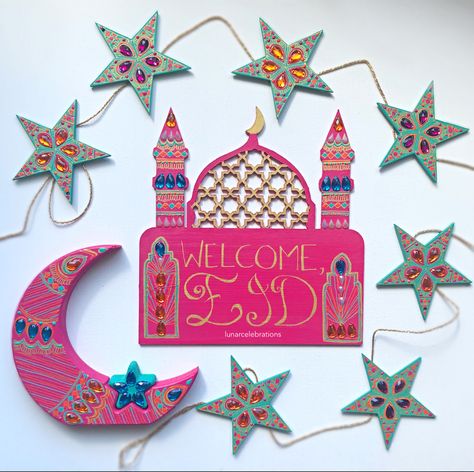 Stars Garland, Eid Day, Colourful Decor, Eid Decorations, Eid Mubarak Decoration, Floral Party Decorations, Eid Decor, Eid Festival, Hanging Stars