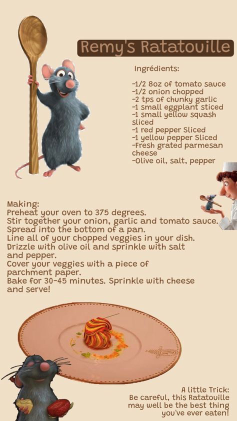 Disney Ratatouille Recipe Remys Ratatouille Adventure, Ratatouille Recipe Disney, Ratatouille Drawing Easy, Ratatouille Movie Night, Ratatouille Ingredients, Ratatouille Movie, Remy Ratatouille, Disney Ratatouille, Ratatouille Disney