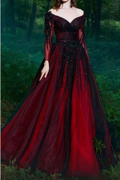 A Fallen Angel, Demon Wolf, Red Dress Long, Red Dresses Classy, Red Dress Outfit, Ball Gowns Evening, Fantasy Gowns, Red Gowns, Fairytale Dress