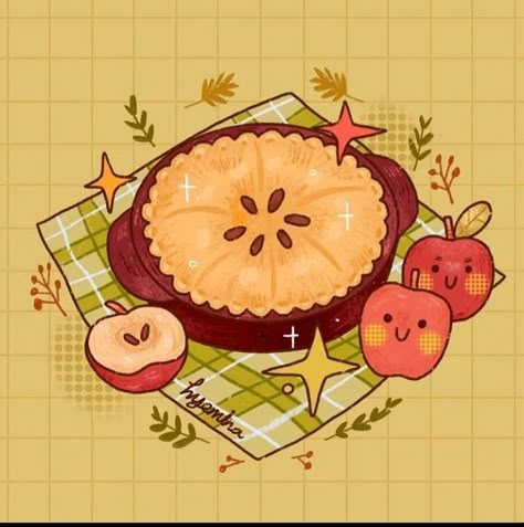 Cottagecore Drawing, Pie Drawing, Fall Drawings, Cottagecore Art, Little Doodles, Food Drawing, Food Illustrations, Cute Illustration, Pretty Art