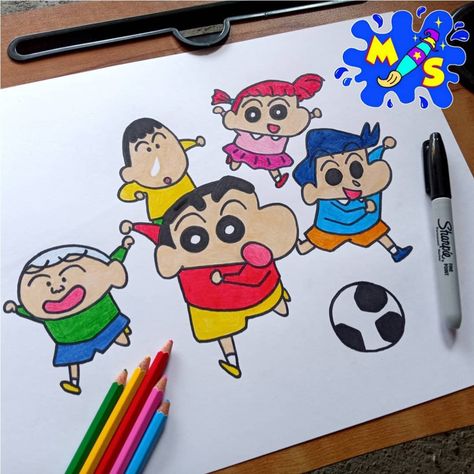 Shinchan Friends Drawing, Drawing Of Cartoon Characters, Shinchan And Friends, All Pokemon Drawing, School Decorations Diy, Happy Diwali Pictures, Jerry Wallpapers, Pokemon Drawing