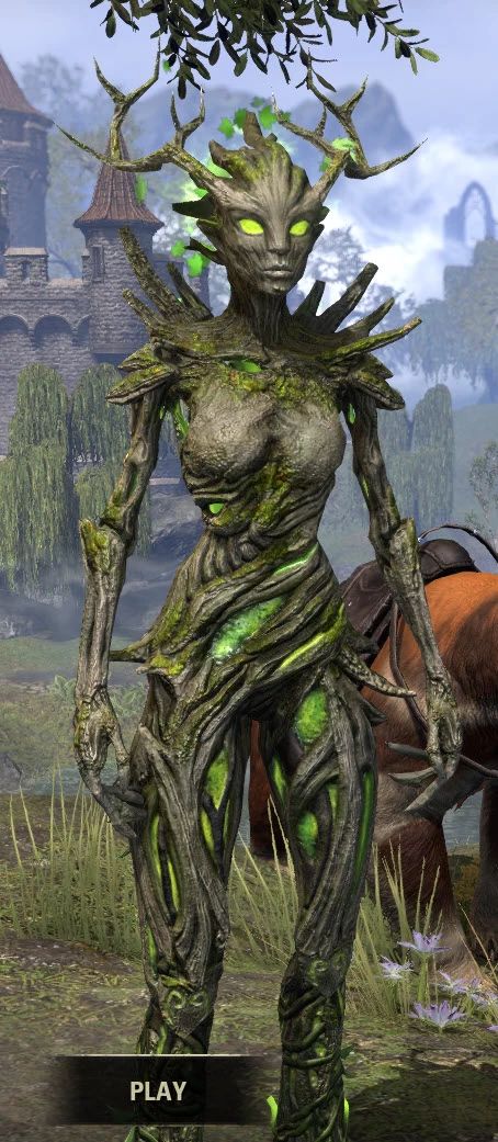 ESO Fashion | Sylvan Spriggan (Elder Scrolls Online) Elder Scrolls Creatures, Skyrim Spriggan Art, Spriggan Skyrim Art, Elder Scrolls Daedra, Skyrim Spriggan, Elder Scrolls Online Art, Elder Scrolls Races, Skyrim Races, Skyrim Concept Art