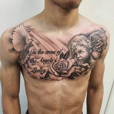 R.i.p Tattoos For Men, Chest Tattoo Sketches, Forearm Cover Up Tattoos, Men Tattoo Ideas, Chest Tattoo Drawings, Clouds Tattoo, Husband Tattoo, Side Neck Tattoo, Men Tattoo