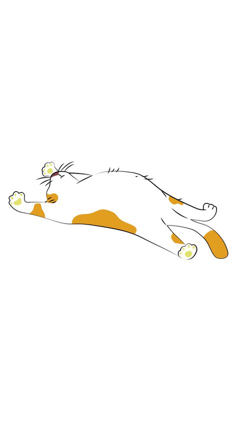 This cat shows the exact feeling that we have after a very big dinner - lie, rest, and sleep. After food, this cat feels lazy and wants to take a nap belly up. You can pet him, of course, but don't... Cat Belly Drawing, Sleepy Cat Illustration, Cat Lying Down Drawing, Sleep Cute Cartoon, Lazy Cat Drawing, Sleepy Cat Drawing, Cat Sleeping Drawing, Lazy Cartoon, Cats Sleeping Funny