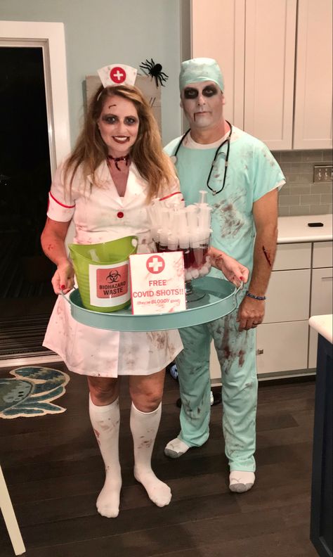 Halloween Hospital Costume, Scary Nurse Halloween Costumes, Creepy Doctor Costume, Scary Medical Halloween, Nurse Costume Makeup, Scarry Halloween Costumes, Halloween Makeup Looks Nurse, Halloween Nurse Costumes, Scary Doctor Costume