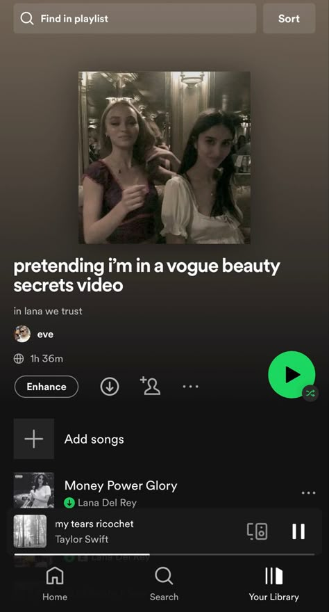 Lana Del Rey Spotify Playlist Cover, Music Aesthetic Playlist, Adele Playlist Names, It Girl Playlist, Lana Del Rey Playlist Names, Top Lana Del Rey Songs, Coquette Playlist, Vogue Beauty Secrets Aesthetic, Lana Playlist