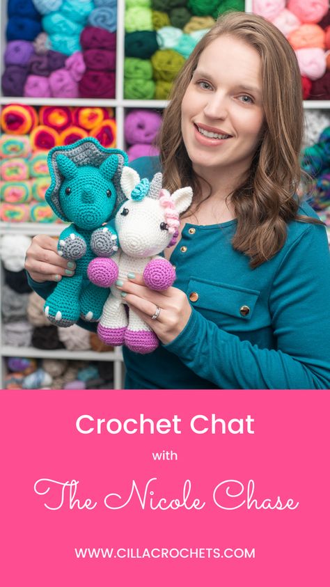 Meet Nicole Chase, the crochet designer who took social media by storm with her adorable amigurumi dinosaur patterns. Read my blog interview to find out what inspired her and how she turned her passion into a successful career. 🌟🧶 #NicoleChase #CrochetDesign #AmigurumiDinosaurs #DesignerInterview #CillaCrochets #CraftInspiration #CrochetSuccess Diy Crochet Amigurumi, Food Amigurumi, Amigurumi Dinosaur, Dinosaur Amigurumi, Dinosaur Patterns, Crochet Dinosaur Patterns, Amigurumi Food, Crochet Dinosaur, Crochet Stars