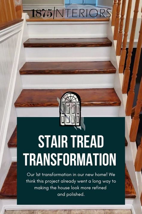 How we refinished our tired stair treads by sanding and staining! Staining Stairs, Refinish Stairs, Diy Sanding, Wood Stair Treads, Stair Tread, Diy Stairs, Wood Stairs, Access Point, I Knew It