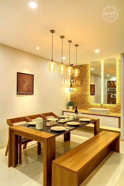 Dining table Small Dining Room Design Indian, Dining Table Indian Homes, Kitchen With Dining Area Indian, Dinning Tebal Design, Indian Dinning Room Ideas, Wooden Dining Table Designs Indian, Small Dinning Idea, Dining Area Indian, Dinning Tebal