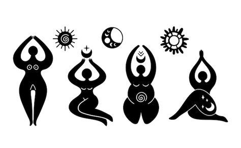 Ishtar Goddess, Goddess Power, Magic Doodle, Venus Tattoo, Goddess Party, Witch Drawing, Black And White Google, Silhouette Drawing, Alchemy Symbols