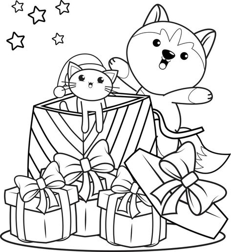 Christmas coloring book with cute husky Coloring Christmas, Comfy Christmas, Christmas Coloring Book, Hygge Christmas, Christmas Tree Coloring Page, Christmas Games For Kids, Top Christmas Gifts, Cute Husky, Tree Coloring Page